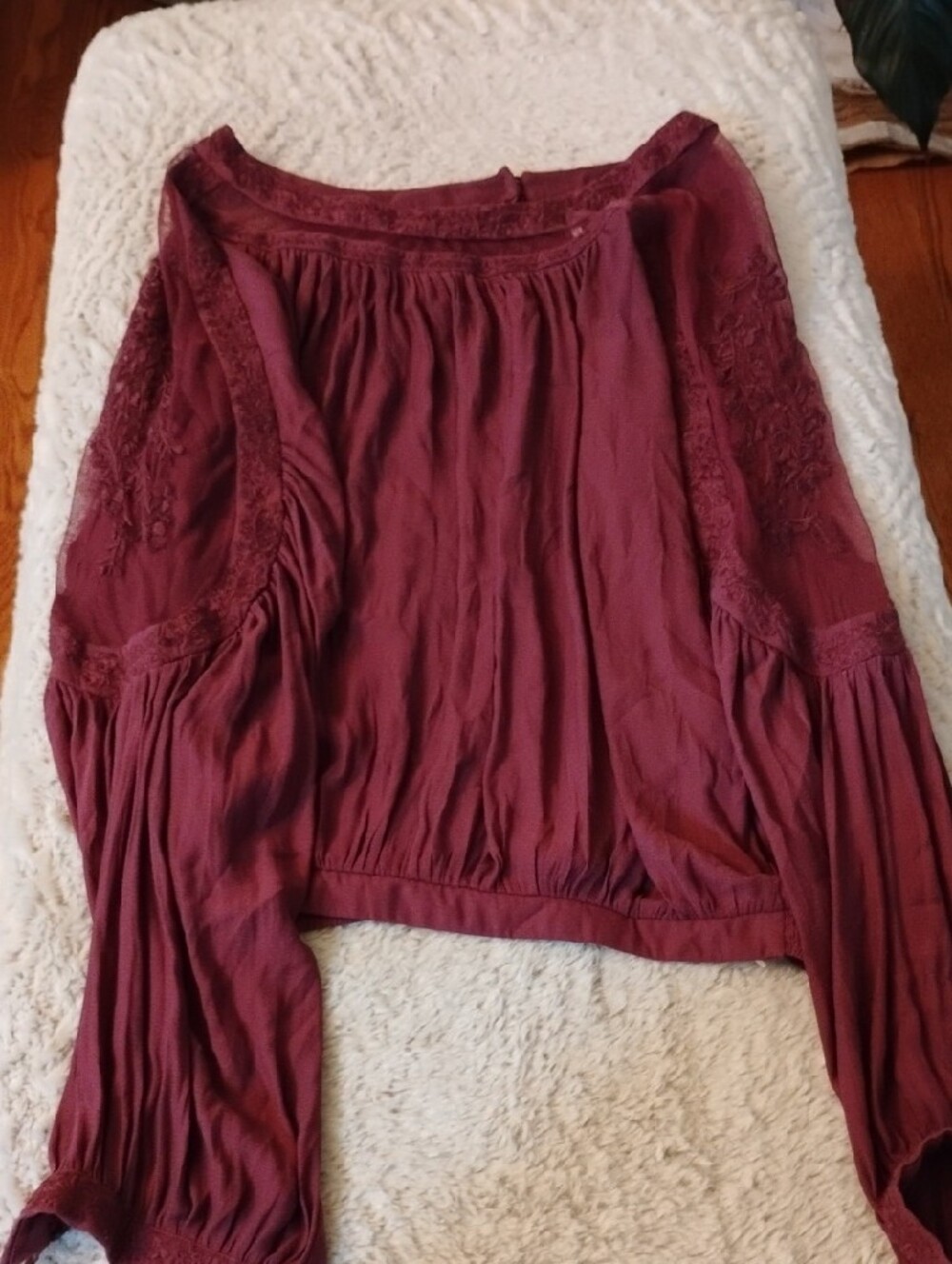 Free People Boho Lace Yoke Peasant Top - Picture 14 of 14
